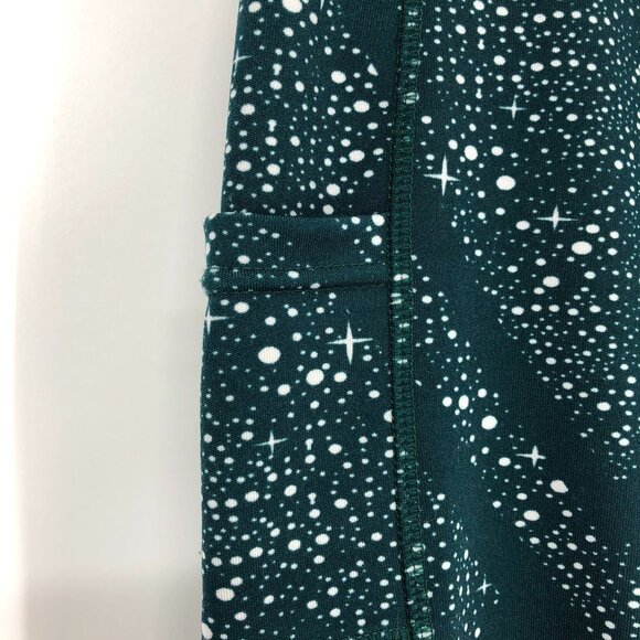 Pop Fit Stella Athletic Leggings Green with White dots and stars Size Medium - Picture 9 of 12